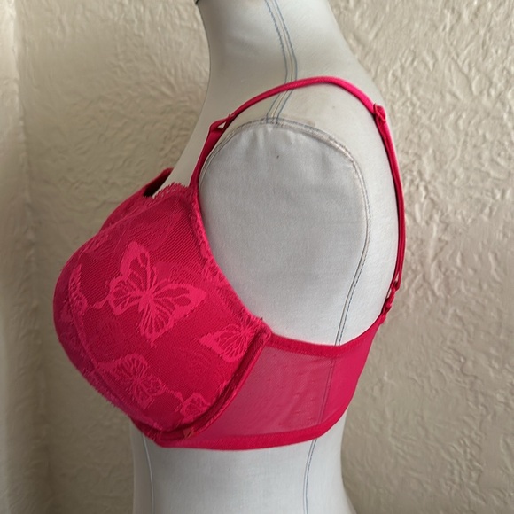 Victoria’s Secret Bold Pink Mesh Butterfly Push-Up Bra 38DD - Picture 3 of 8